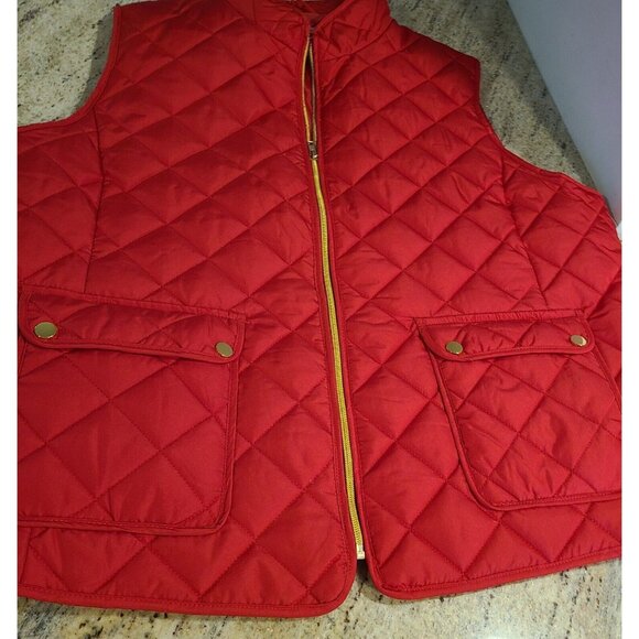 New! St. John’s Bay Womens Plus Size 2X Quilted Puffer Vest Full Zip Pocket Red - Picture 5 of 12
